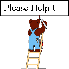 Teddy Bear painting 'Please Help Us' sign